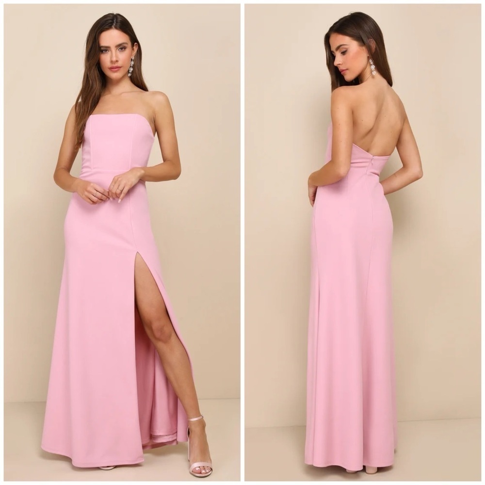 Lulus Night of Compliments Rose Pink Strapless Bustier Maxi Dress Sz XS NWT